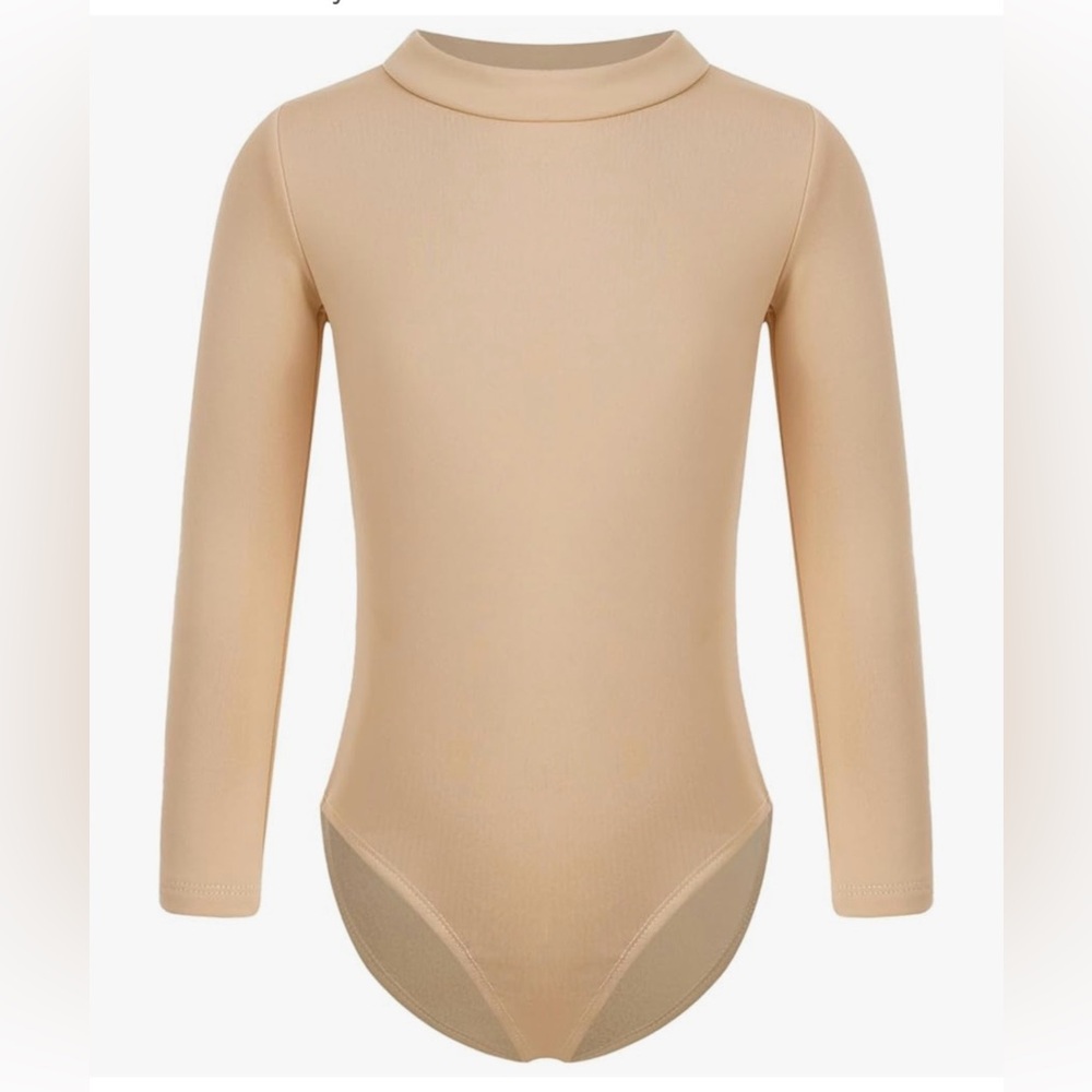 Girls Fleece Long Sleeve Mock Turtleneck Nude Bodysuit Base Layer 140(US8-10)